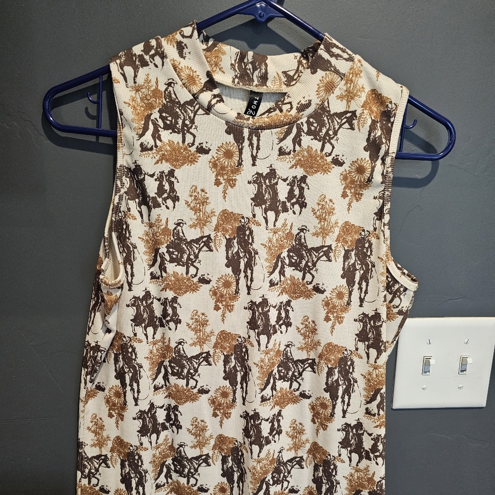 Western Prinymt Sleeveless Top